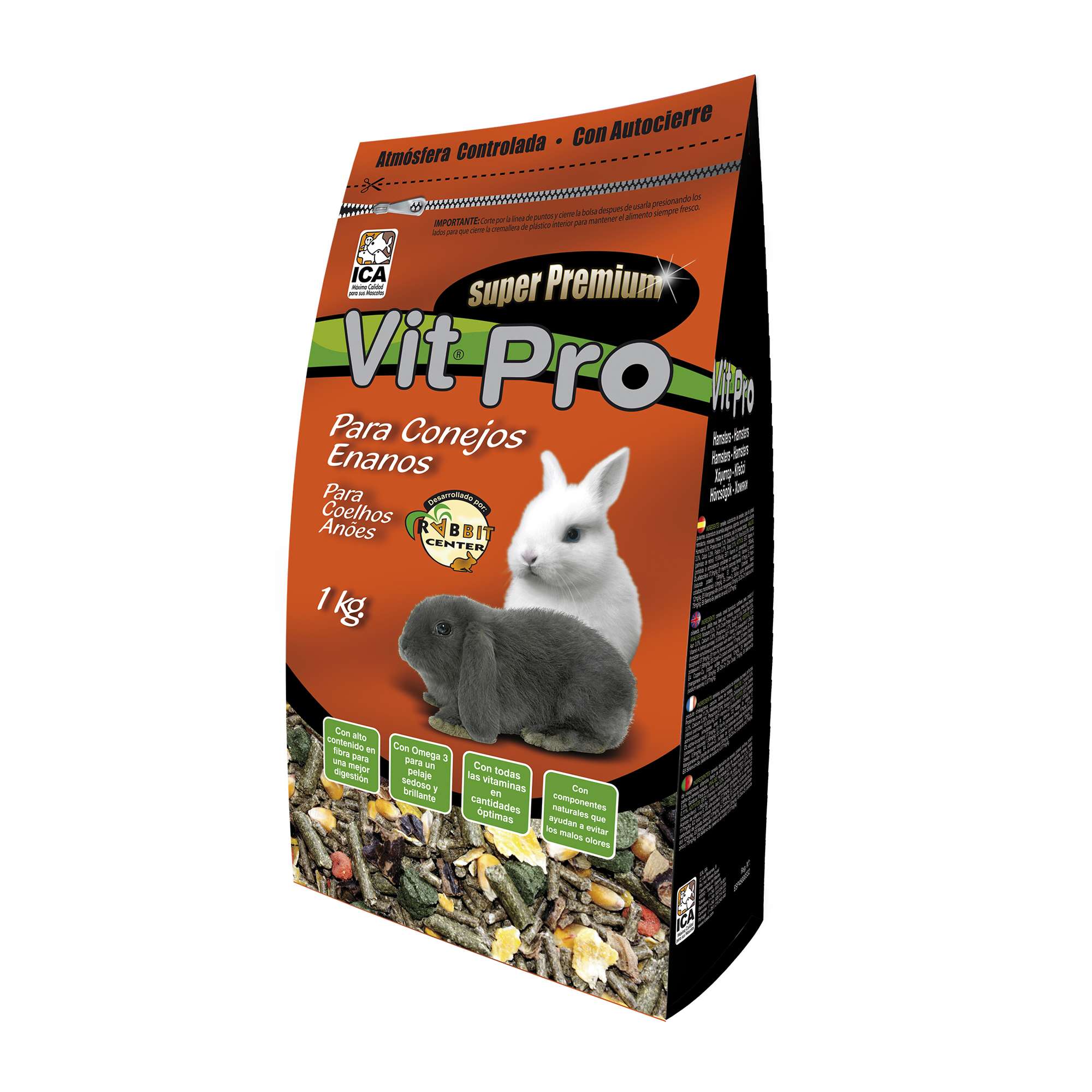 Alimento Para Conejos Enanos Con Cierre Zip VIT PRO En Bolsa (1 Kg ...